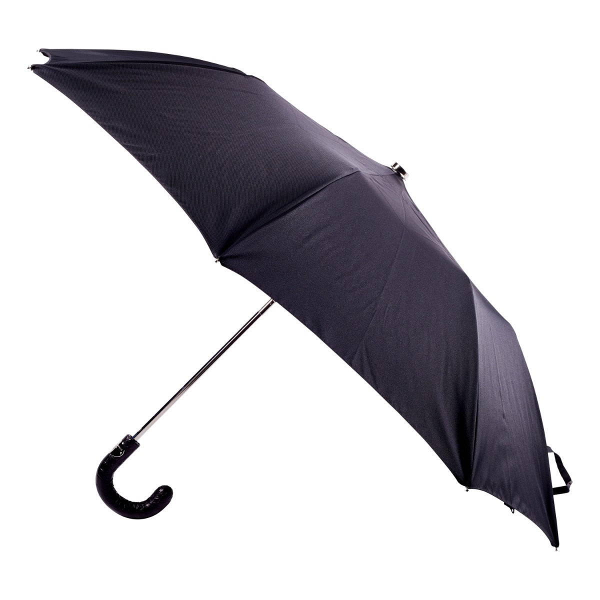 A handmade Black Alligator Travel Umbrella with Black Canopy from Italy by KirbyAllison.com.