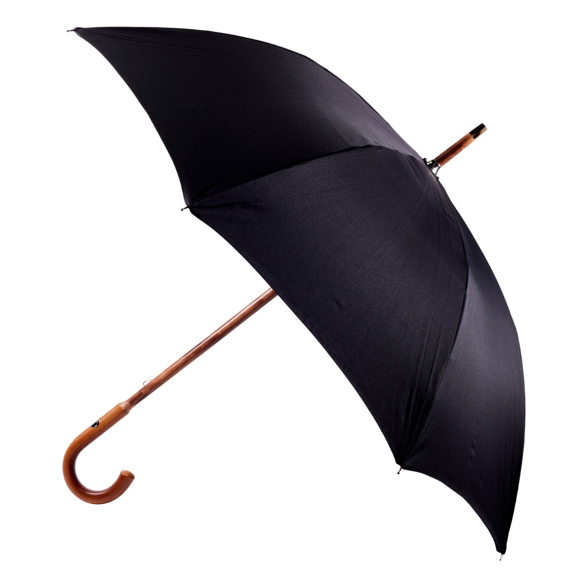 A handcrafted Black Canopy Umbrella with Malacca Handle by KirbyAllison.com.