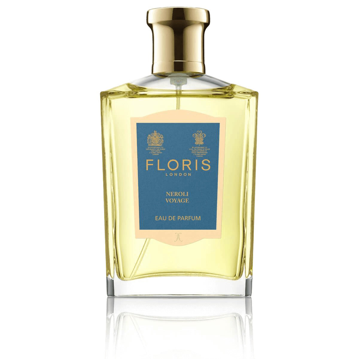 A bottle of FLORIS Neroli Voyage EDP 100 ML cologne with a citrus marine fragrance, on a white background, available at KirbyAllison.com.
