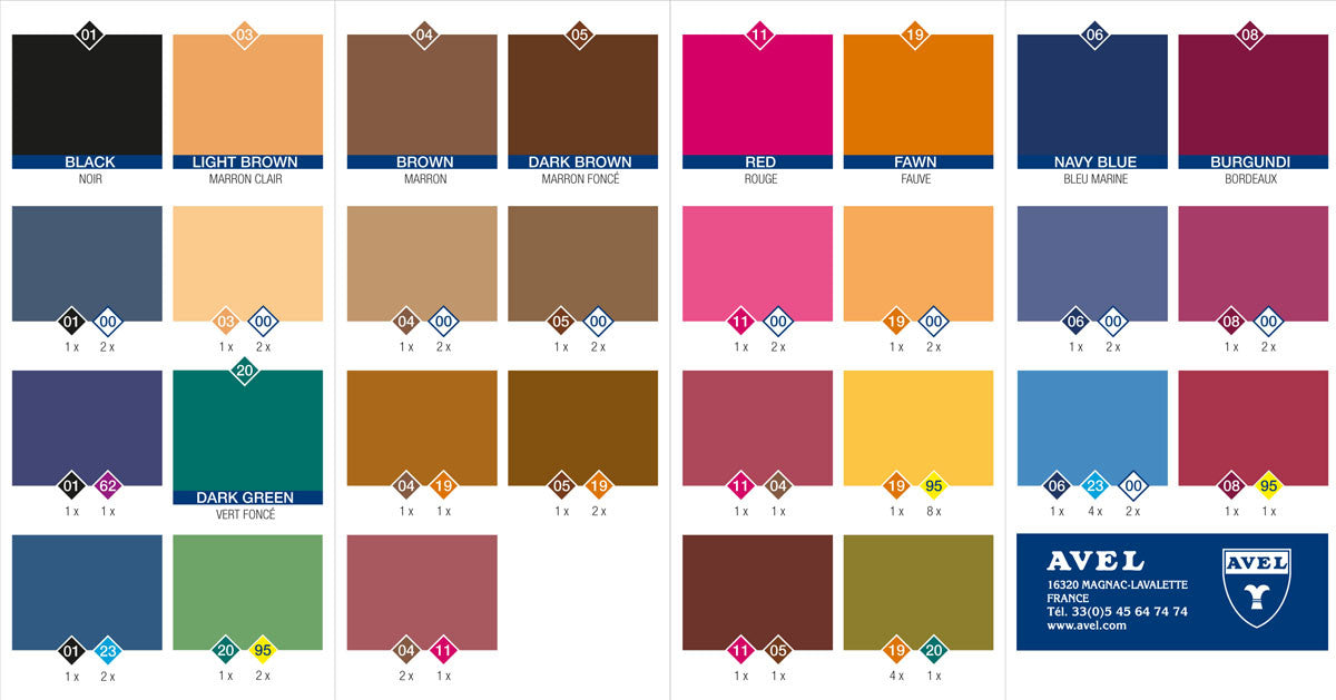 Leather Dye Mixing Chart