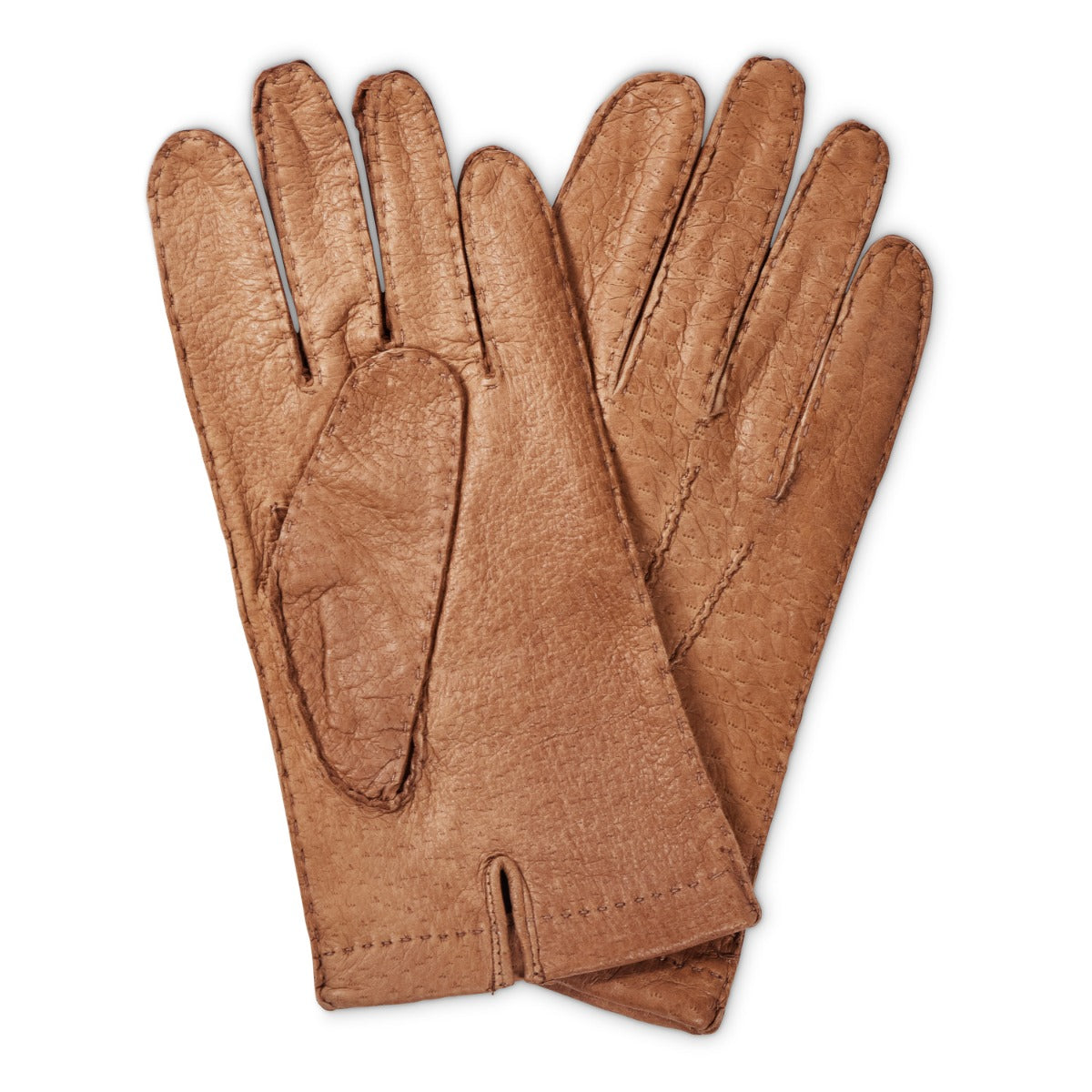 Italian craftsmanship, handmade Sovereign Grade Light Brown Peccary Leather Gloves, Unlined by KirbyAllison.com.
