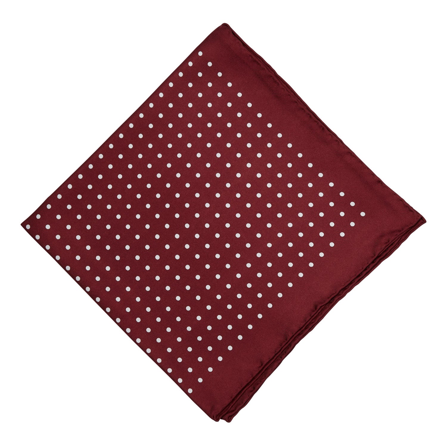 Sovereign Grade 100% Silk Burgundy London Dot pocket square from KirbyAllison.com, perfect for adding formality to any outfit.