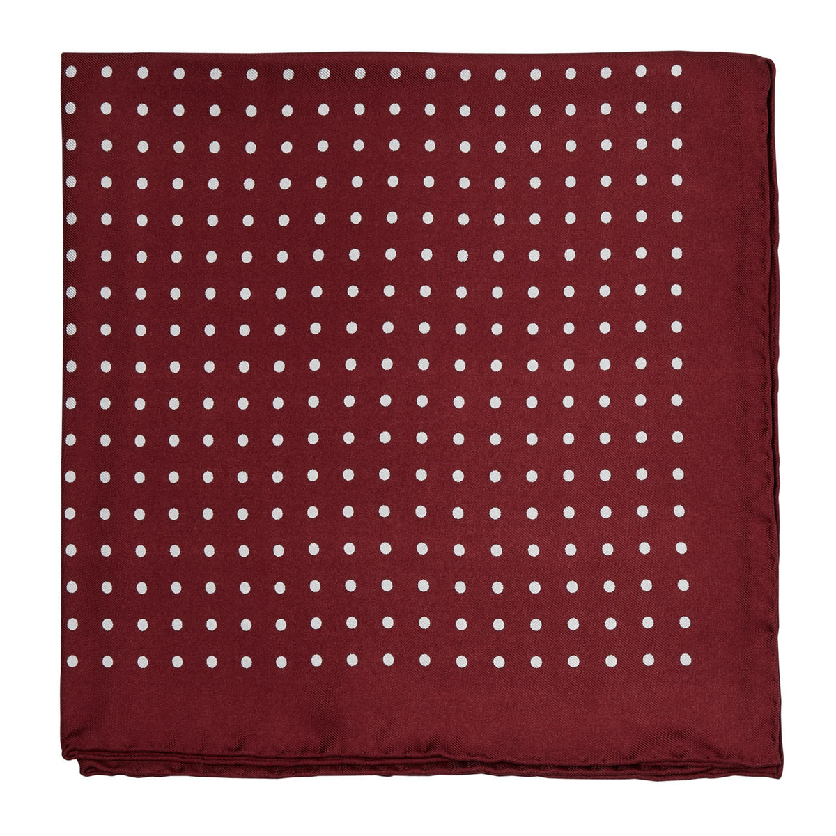 A formal Sovereign Grade 100% Silk Burgundy London Dot pocket square from KirbyAllison.com to enhance your outfit.