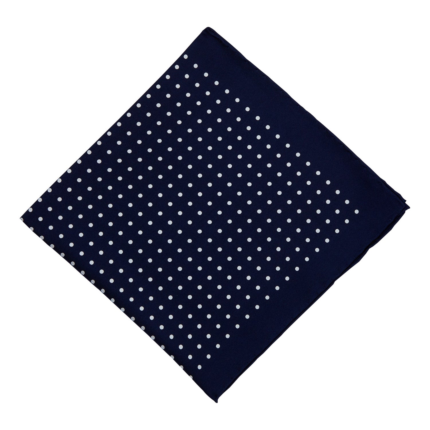 Sovereign Grade 100% Silk Navy London Dot Pocket Square from KirbyAllison.com suitable for formal outfits.