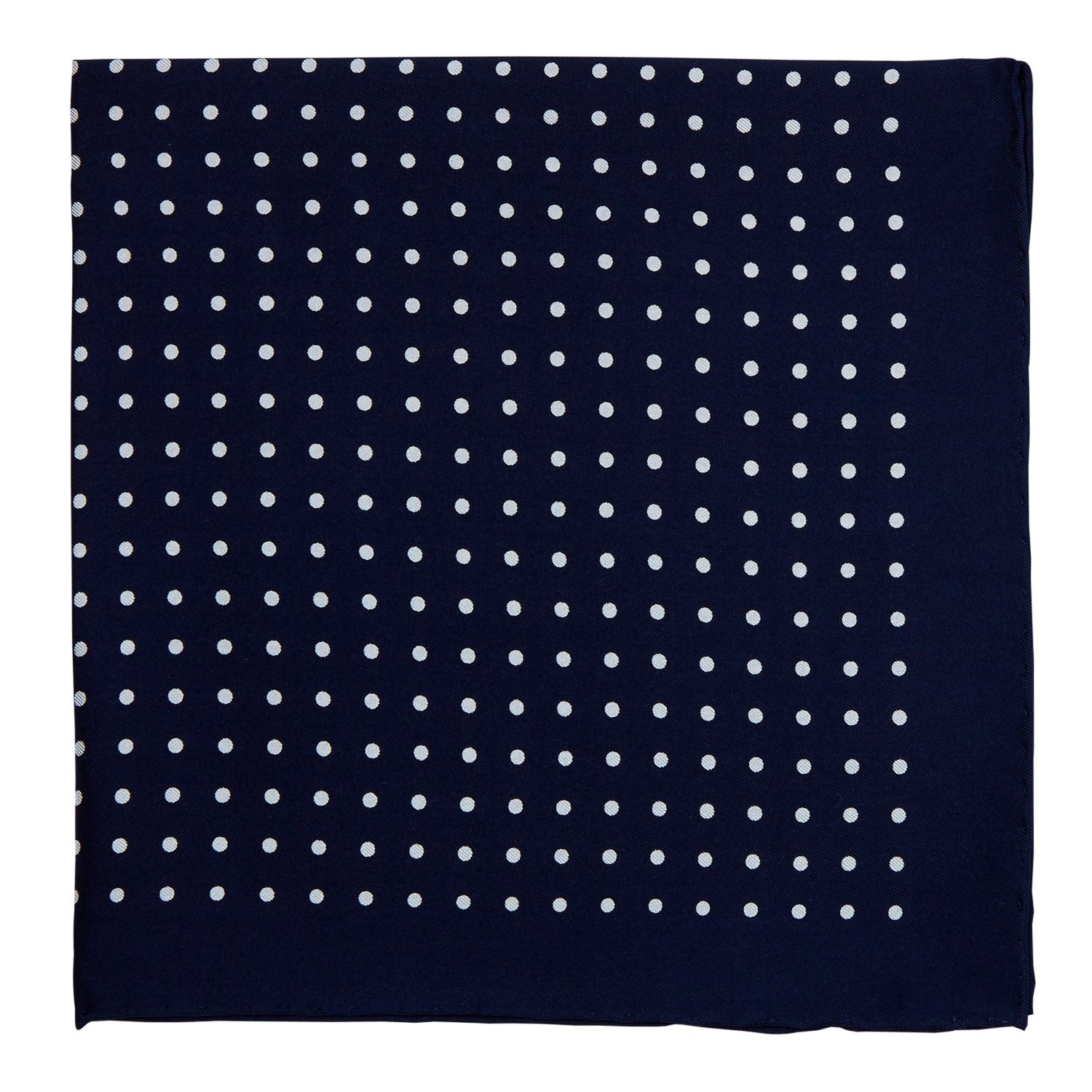 A Sovereign Grade 100% Silk Navy London Dot Pocket Square from KirbyAllison.com to complete your outfit with formality.