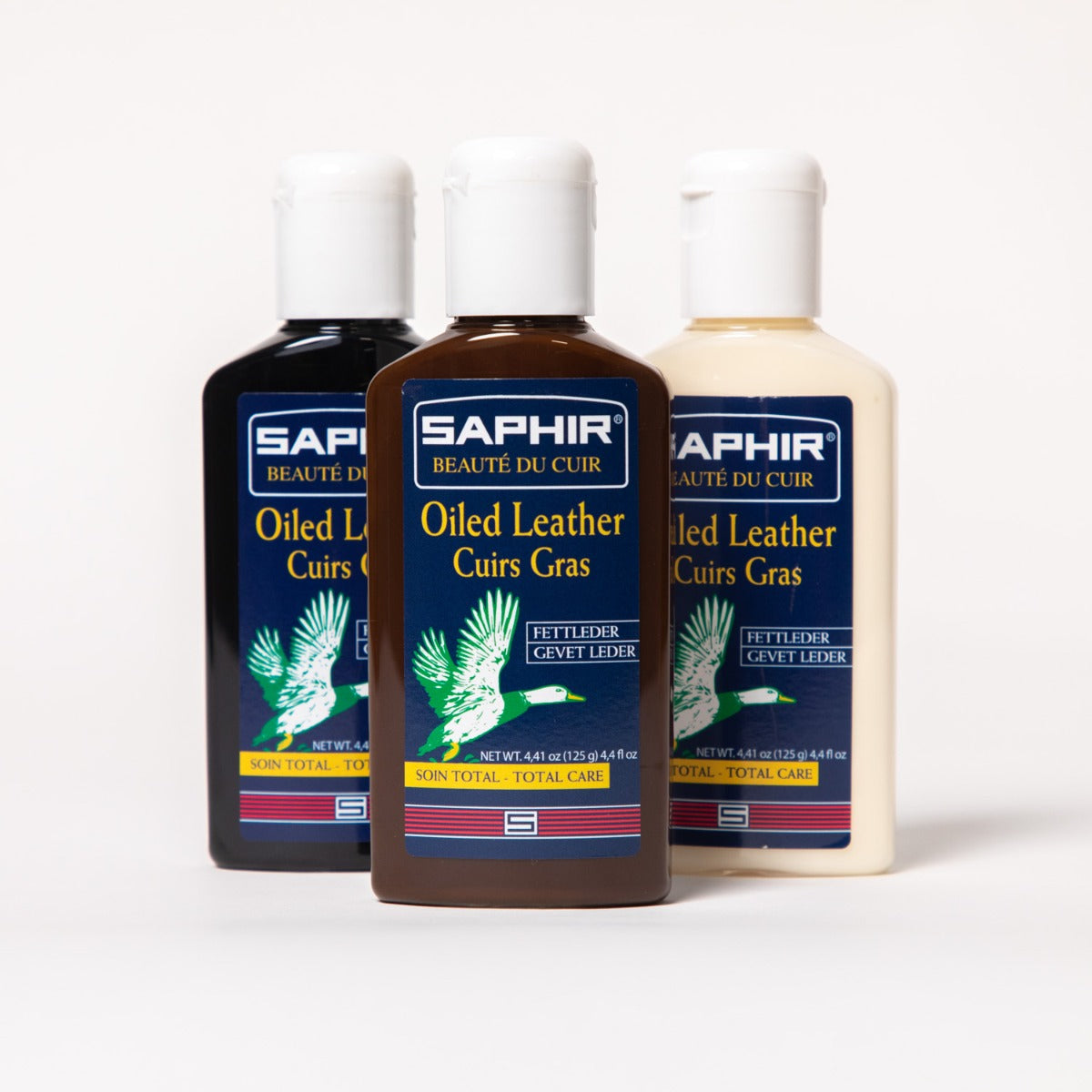 Three bottles of KirbyAllison.com Saphir Chromexcel Oiled Leather Cream.