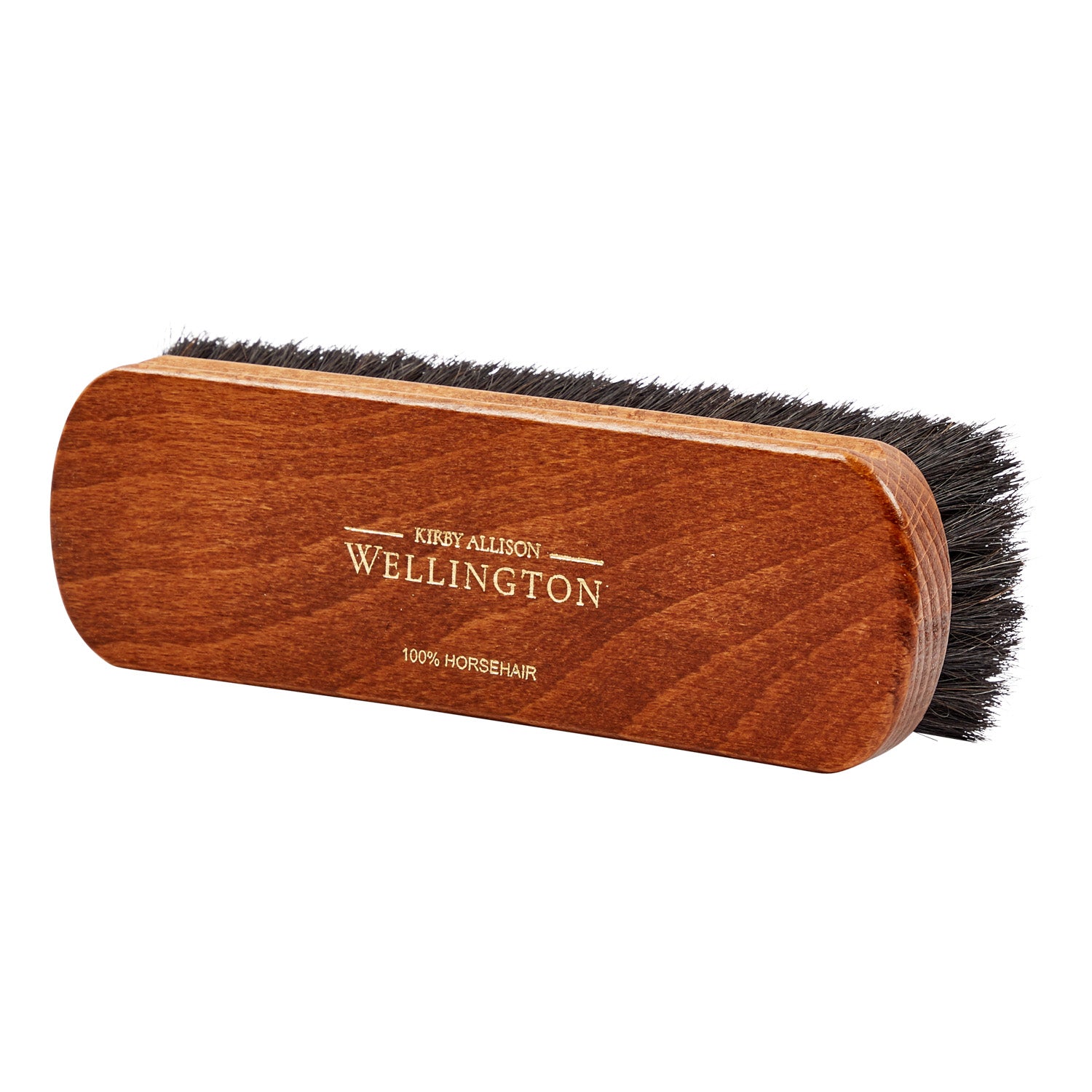High-quality Medium Wellington Horsehair Shoe Polishing Brush featuring horsehair bristles from KirbyAllison.com.
