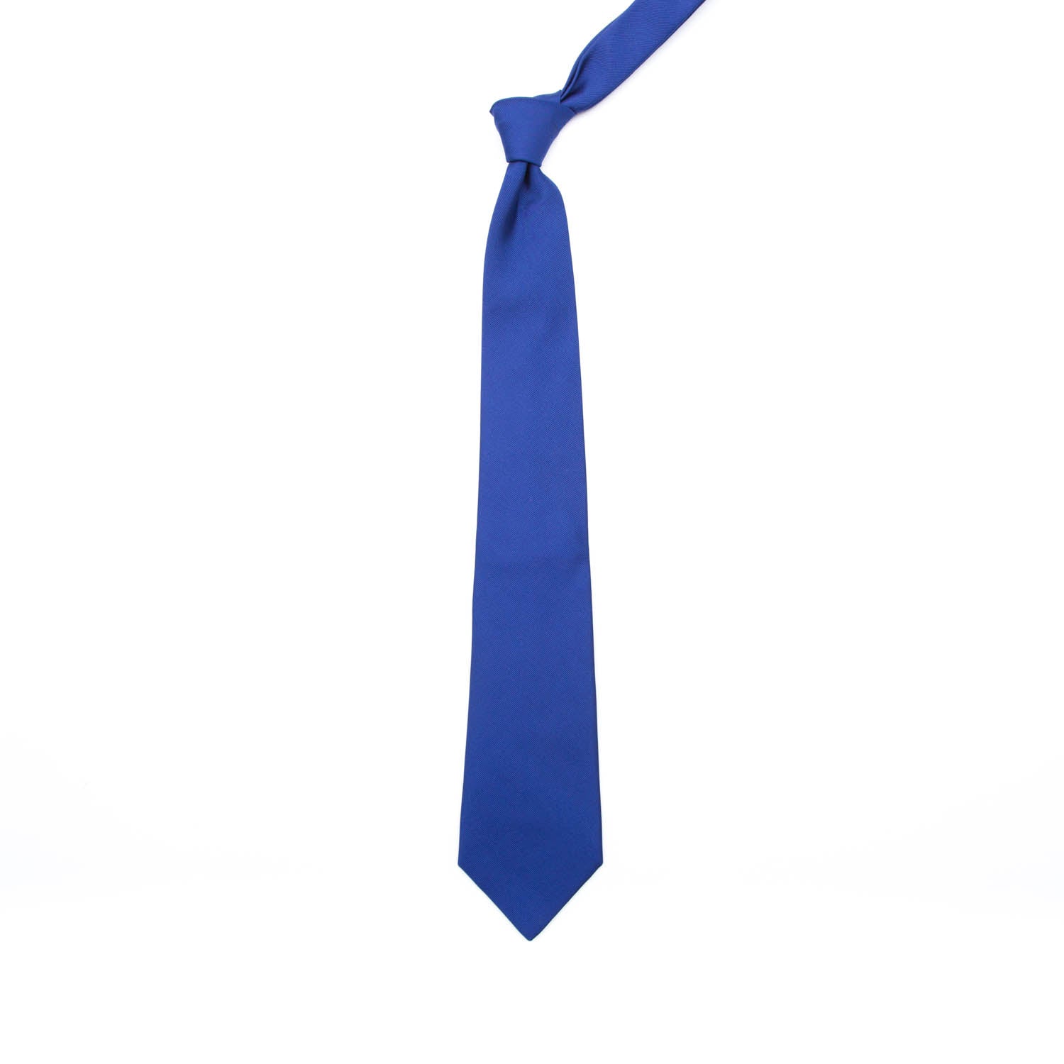 A Sovereign Grade Blue Satin Tie from KirbyAllison.com on a white background.