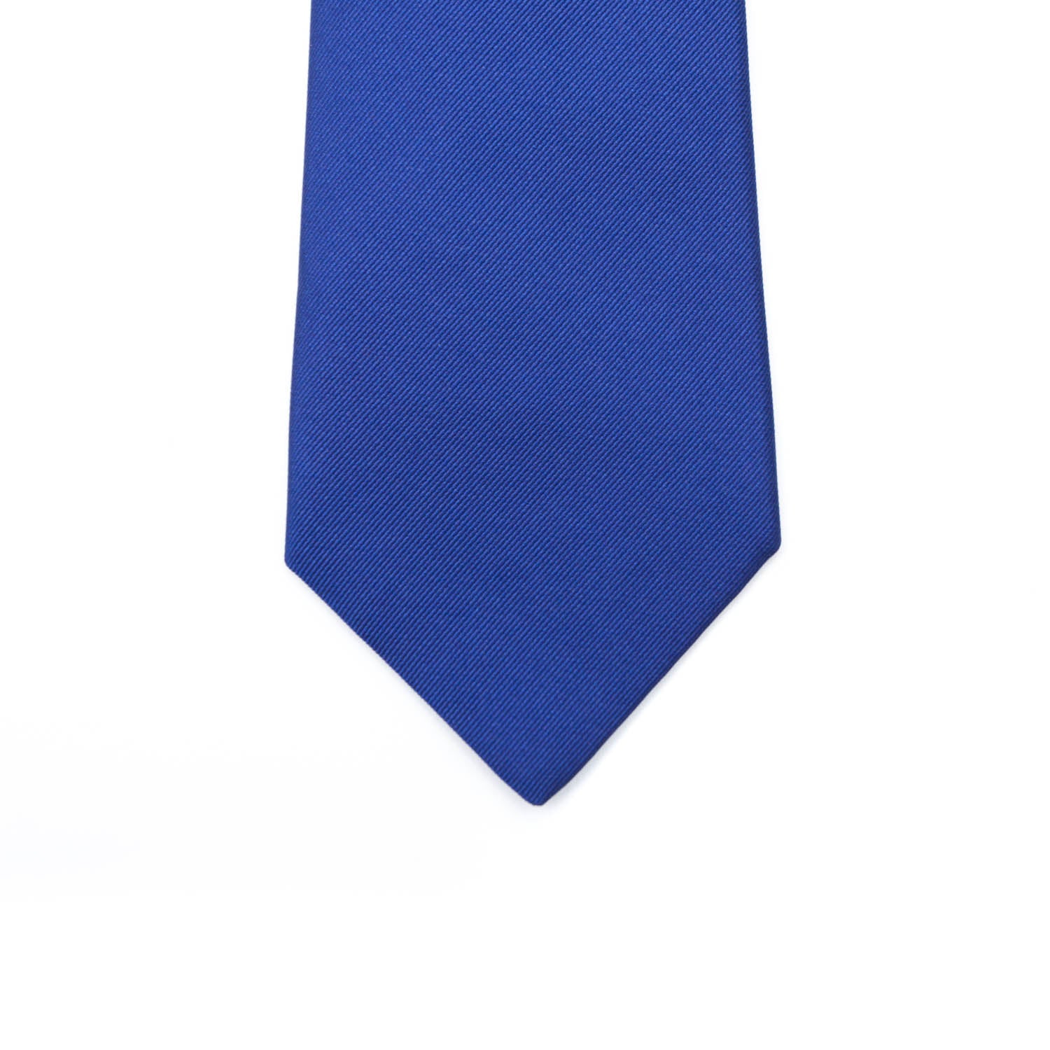 A KirbyAllison.com Sovereign Grade Blue Satin Tie on a white background with longevity.