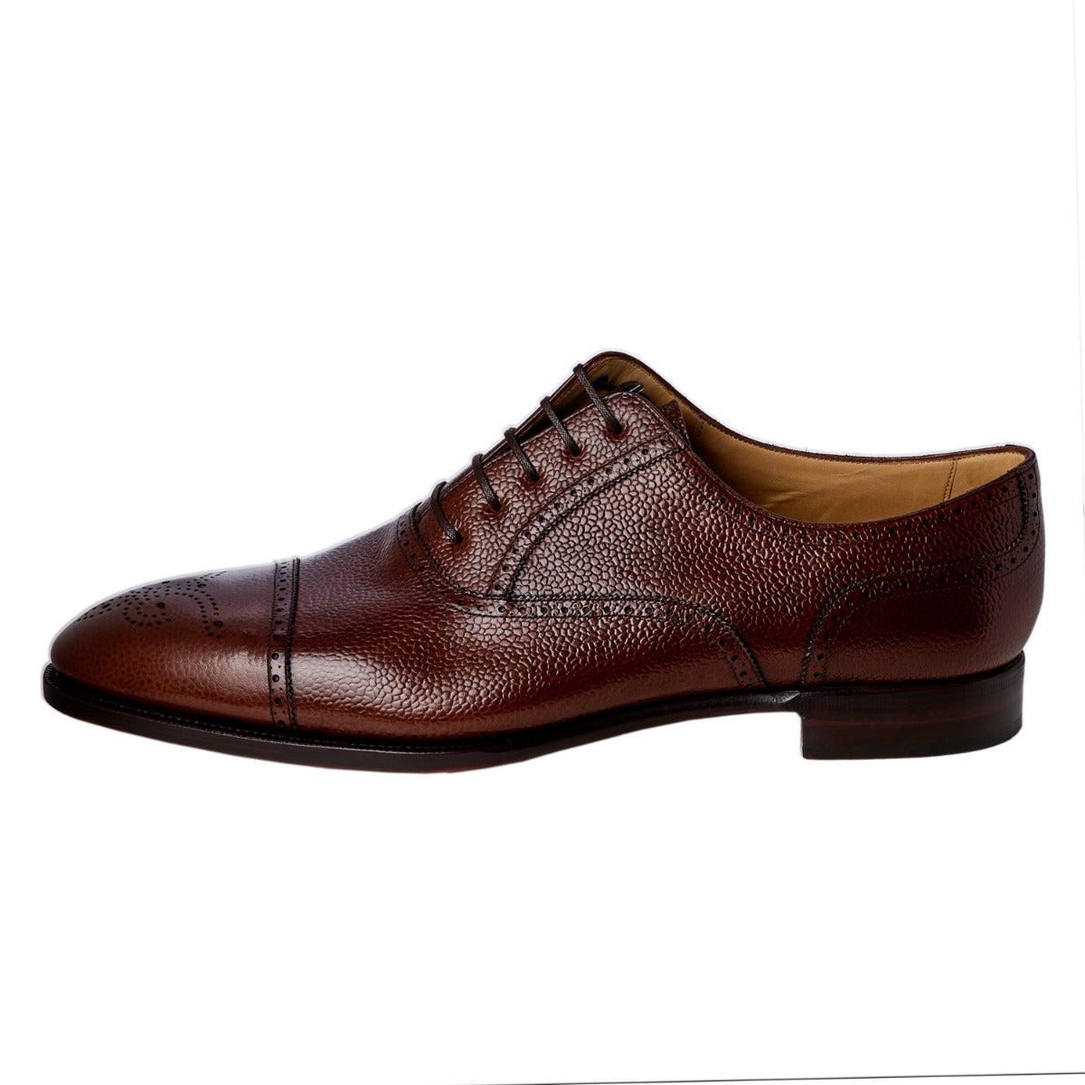 A TLB Antique Brown Pebble Grain Semi-Brogue 13UK men's brown derby shoe made-to-order by KirbyAllison.com.
