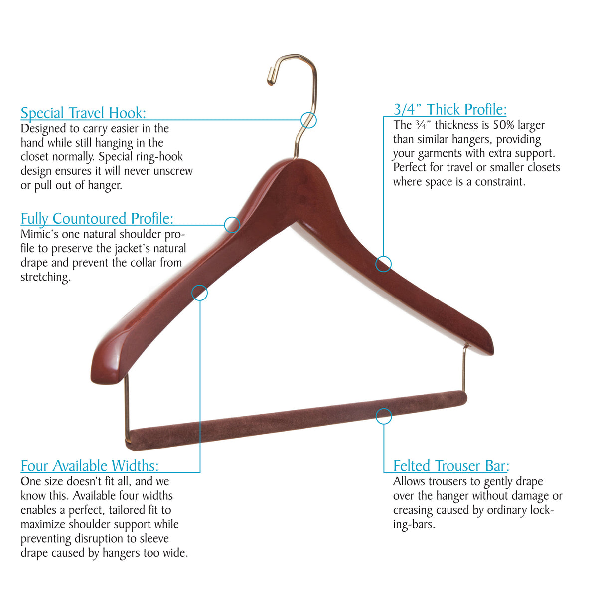 A Luxury Wooden Travel Hanger from KirbyAllison.com, ideal for small closets or travel.