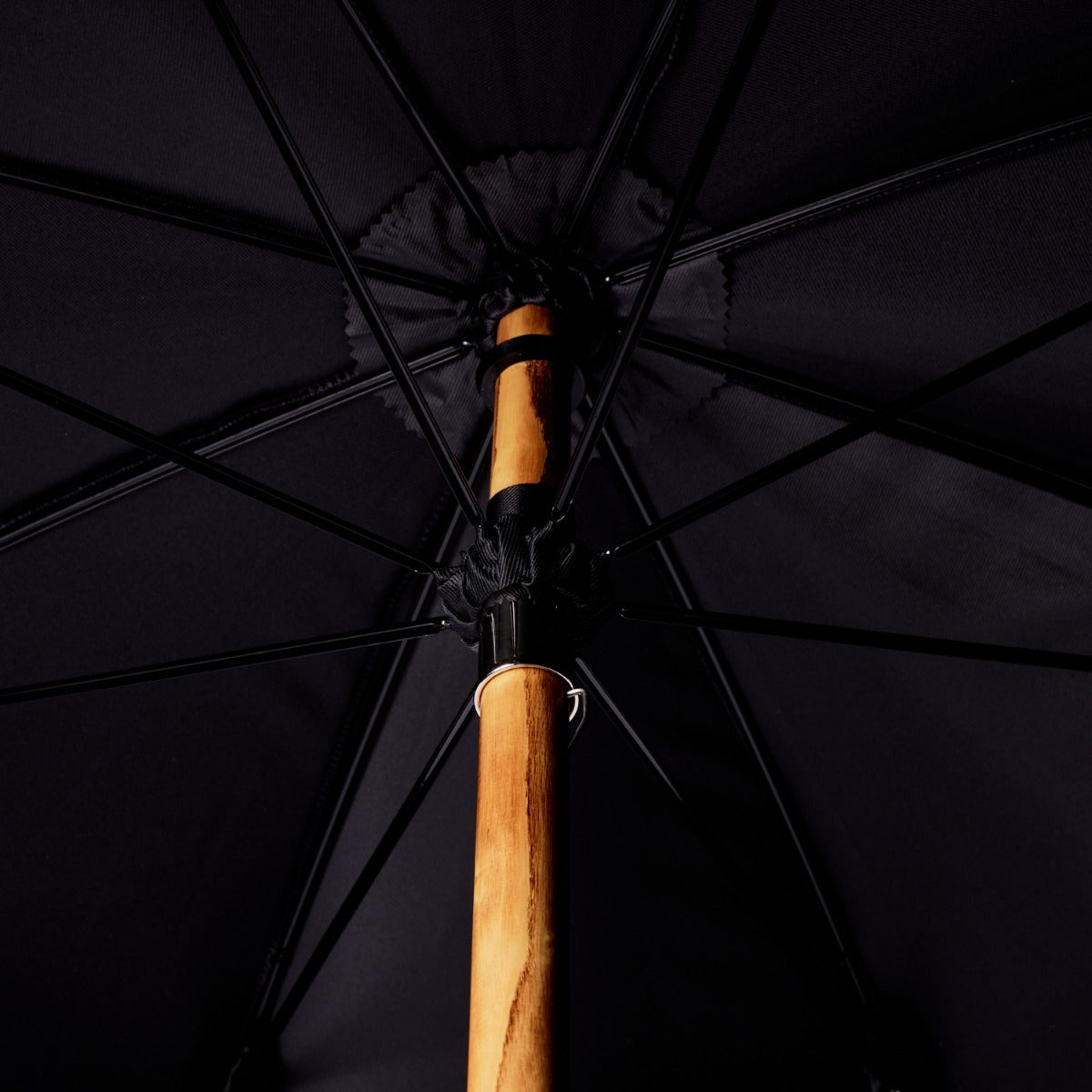 A Palundio Umbrella with Black Twill Canopy handmade by KirbyAllison.com with a wooden handle.